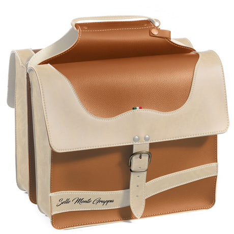 Monte grappa bolsa doble onda marrón miel blanco