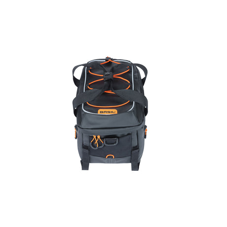 Boba de equipaje de Miles de albahaca Thruidea - Bolsa de bicicleta deportiva para hombres y mujeres - Naranja negra - impermeable - 7 litros