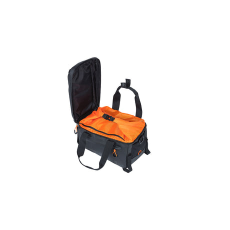 Boba de equipaje de Miles de albahaca Thruidea - Bolsa de bicicleta deportiva para hombres y mujeres - Naranja negra - impermeable - 7 litros