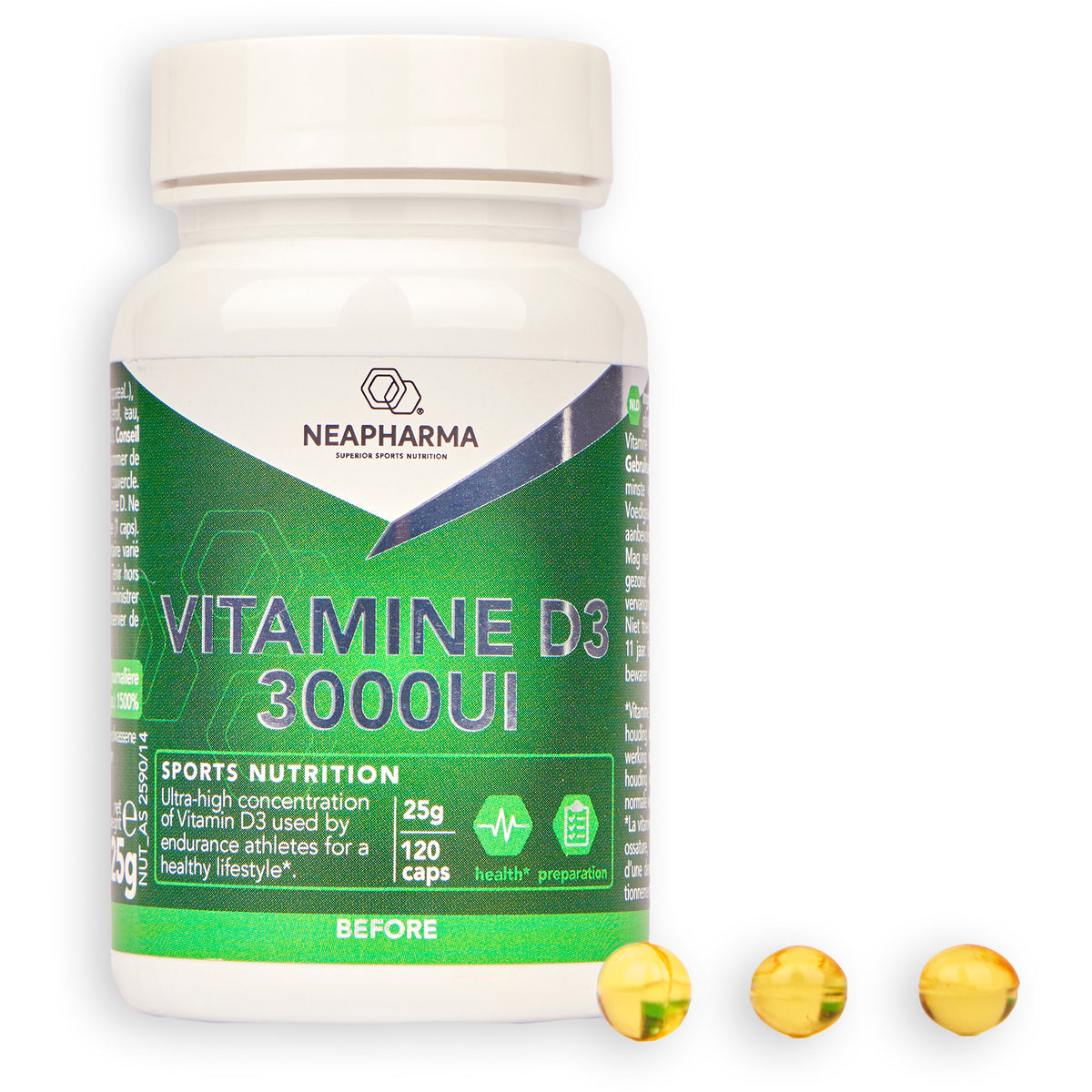 Cápsulas de Nepharma Vitamina D3 3000iu Pot (120)