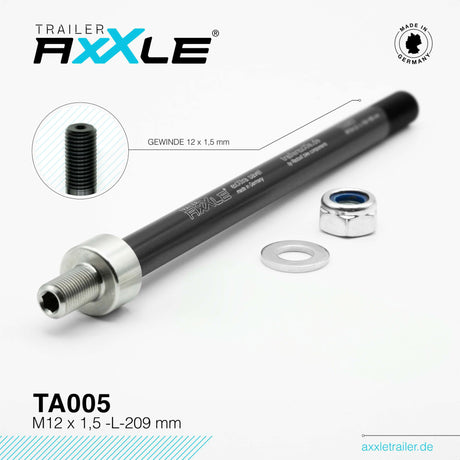 Eje pasante Radoxx para remolque m12x1,50 209mm