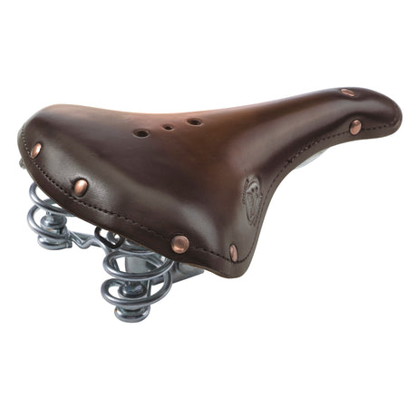 Sillín Monte grappa con fronteras antiguas de primavera cuero clásico d.marrón