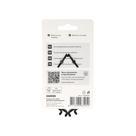 Rema tip top países bajos b.v. simson s020930 pinzas para pantalones de plástico con reflejo