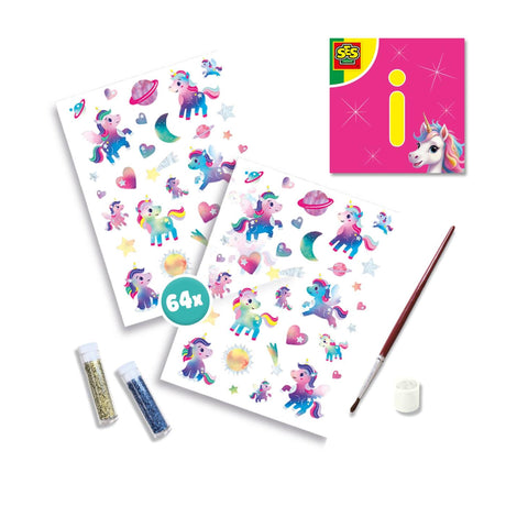 Ses unicornio - tatuajes y purpurina