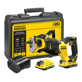 Sierra alternativa inalámbrica sin escobillas Stanley Fatmax SFMCS310D2K 20V Max* | 2 baterías de 2,0ah + cargador | en caso - sfmcs310d2k-qw