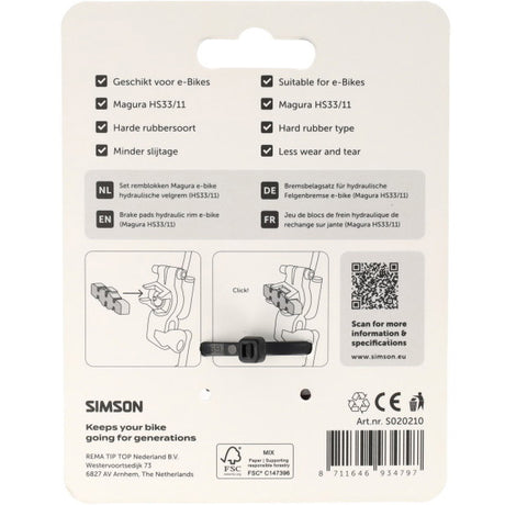 Pastillas de freno Simson magura e-bike