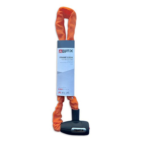 Naranja Lynx CityLine M Lock de cadena - 85 cm, acero endurecido, enlaces cuadrados de 5.5 mm, resistente al clima, clic en el automóvil, 3 teclas