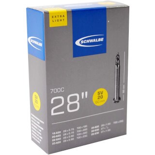 Schwalbe Tubo interno SV20 60 mm de 28 pulgadas Race 18 25-622 Luz extra 65gr