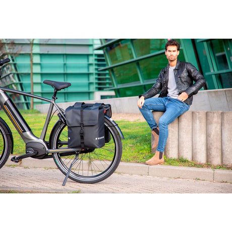Nueva bolsa de bicicleta Looxs Odense: doble, negro, agua -repelente, reflexión, adecuado para bicicletas eléctricas