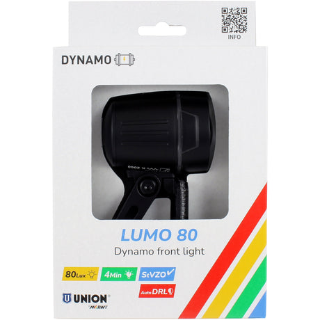 Union faro dinamo de buje 80 lux coche lumo 80 luz de pie + día