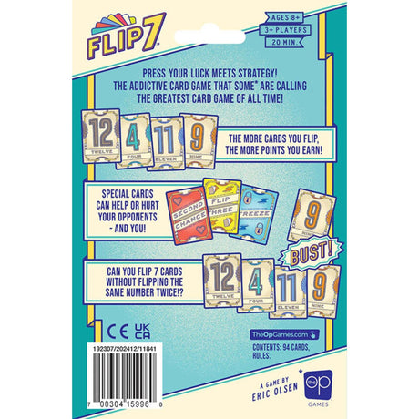 Juego de cartas Asmodee flip 7 (versión en inglés)