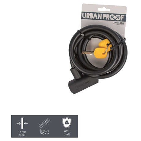 Lock en espiral de Urban a prueba de 12 mm*150 cm Negro