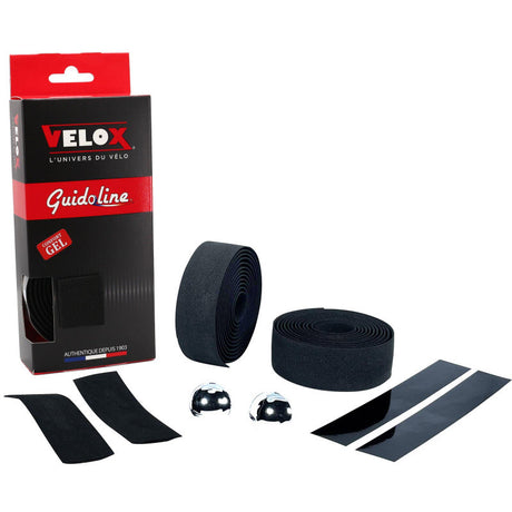 Cinta de manillar Velox maxi corcho gel negro (2uds)