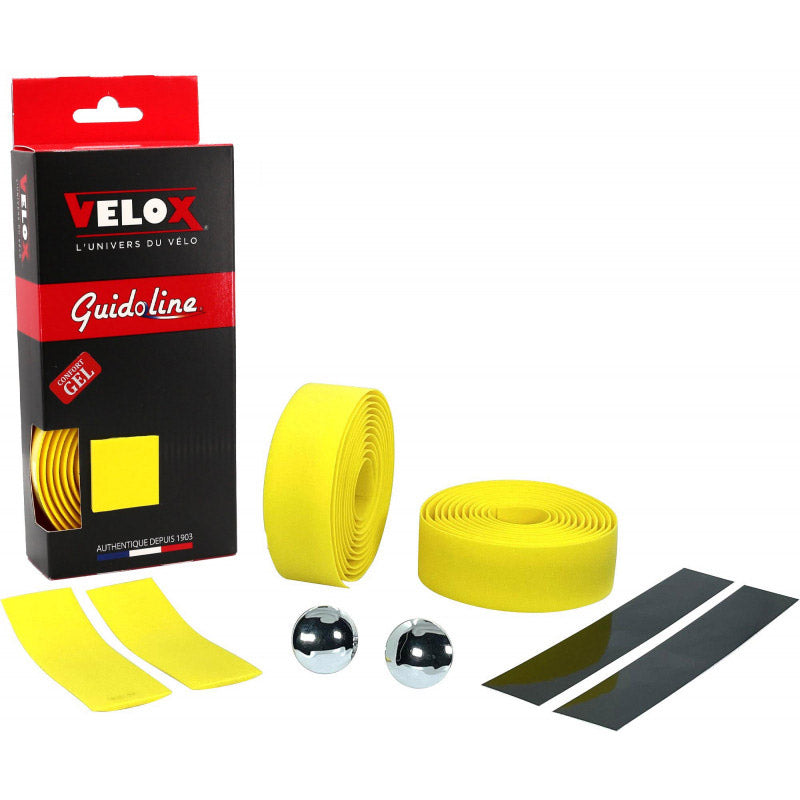 Cinta de manillar Velox maxi corcho gel amarillo (2uds)