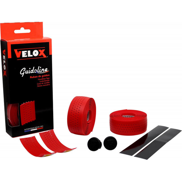 Cinta de manillar Velox soft perforada roja (2uds)