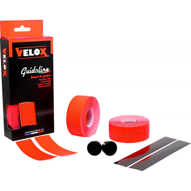 Cinta de manillar Velox fluo perforada rojo fluo (2uds)