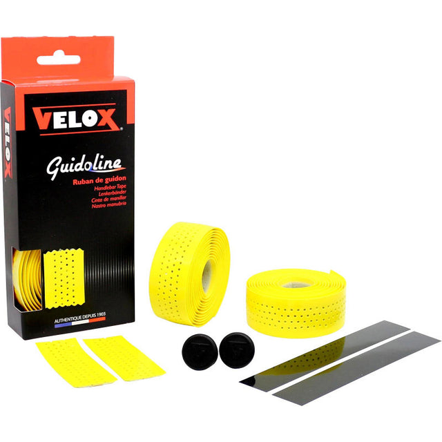 Cinta de manillar Velox brillante suave perforada amarilla (2ud)