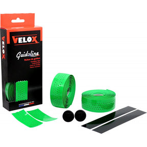 Cinta de manillar Velox brillante suave perforada verde (2ud)