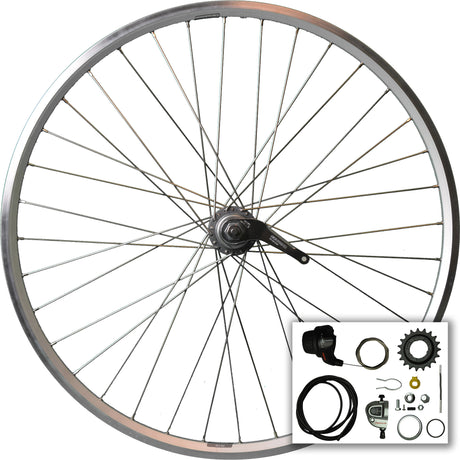 Rueda trasera roland 28 nexus 3v rn zac 2000 radios acero inoxidable plata