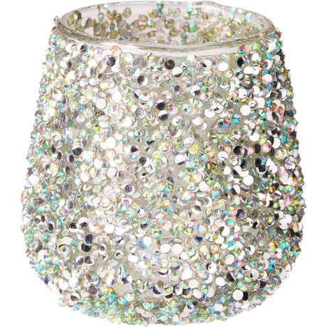 Home Styling portavelas de cristal con cuentas multicolor verde 8cm