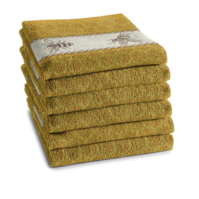 Ddddd - abejas - paño de cocina - juego de 6 - paños de cocina - 50x55cm - amarillo