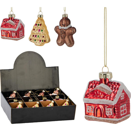 Colgante navideño figura navideña cristal 6cm 3 expositor surtido de 12 piezas