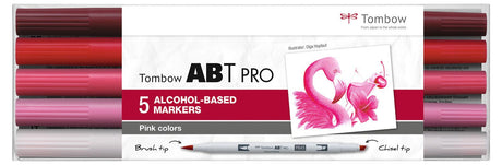 Tombow • abt pro set de rotuladores a base de alcohol colores rosa 5uds