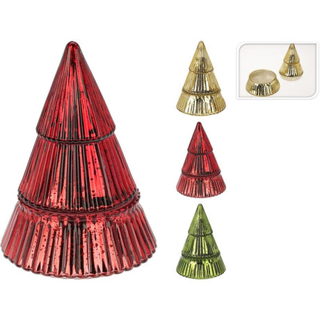 Vela perfumada Home Styling en cristal árbol de Navidad con tapa 12x12x18cm