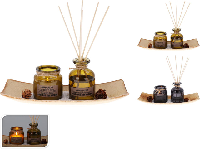 Set de regalo de fragancias para el hogar, velas perfumadas y varillas aromáticas