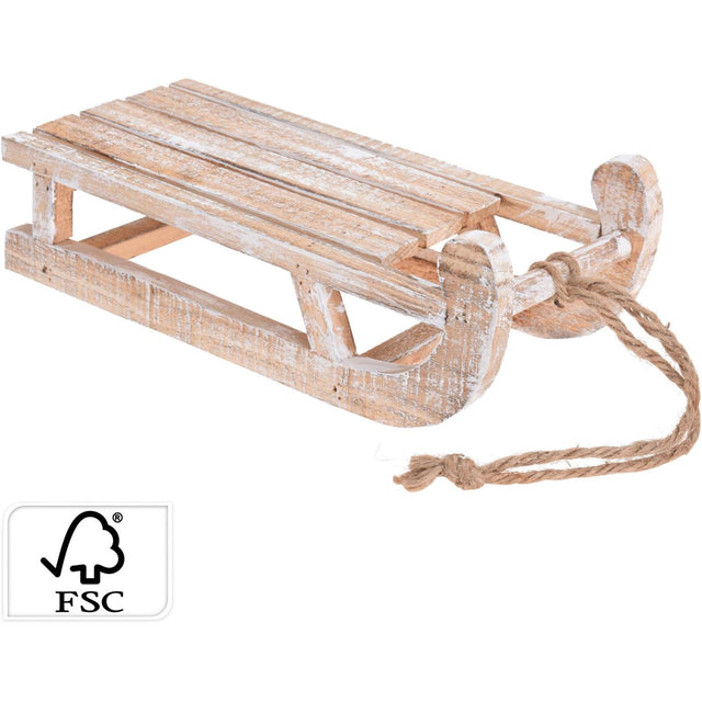 Home Styling trineo madera 30cm blanco lavado