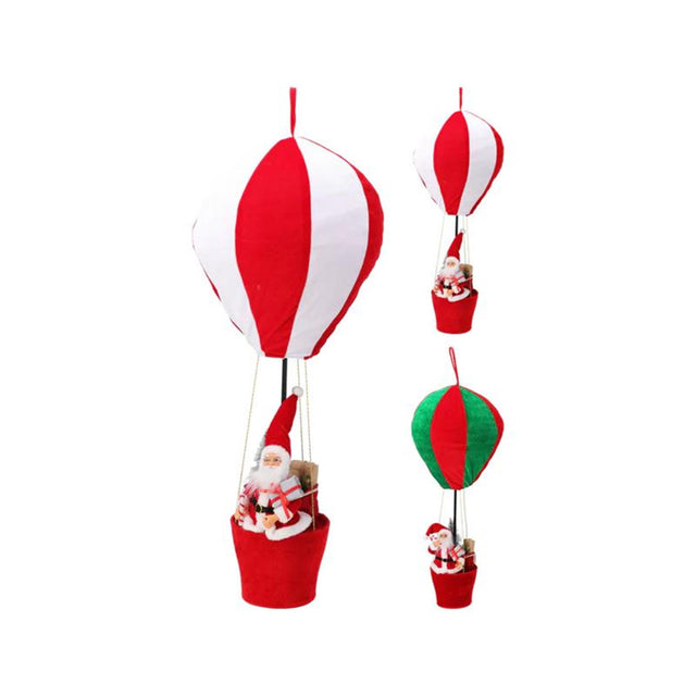 Globo aerostático con Papá Noel xl h97cm terciopelo