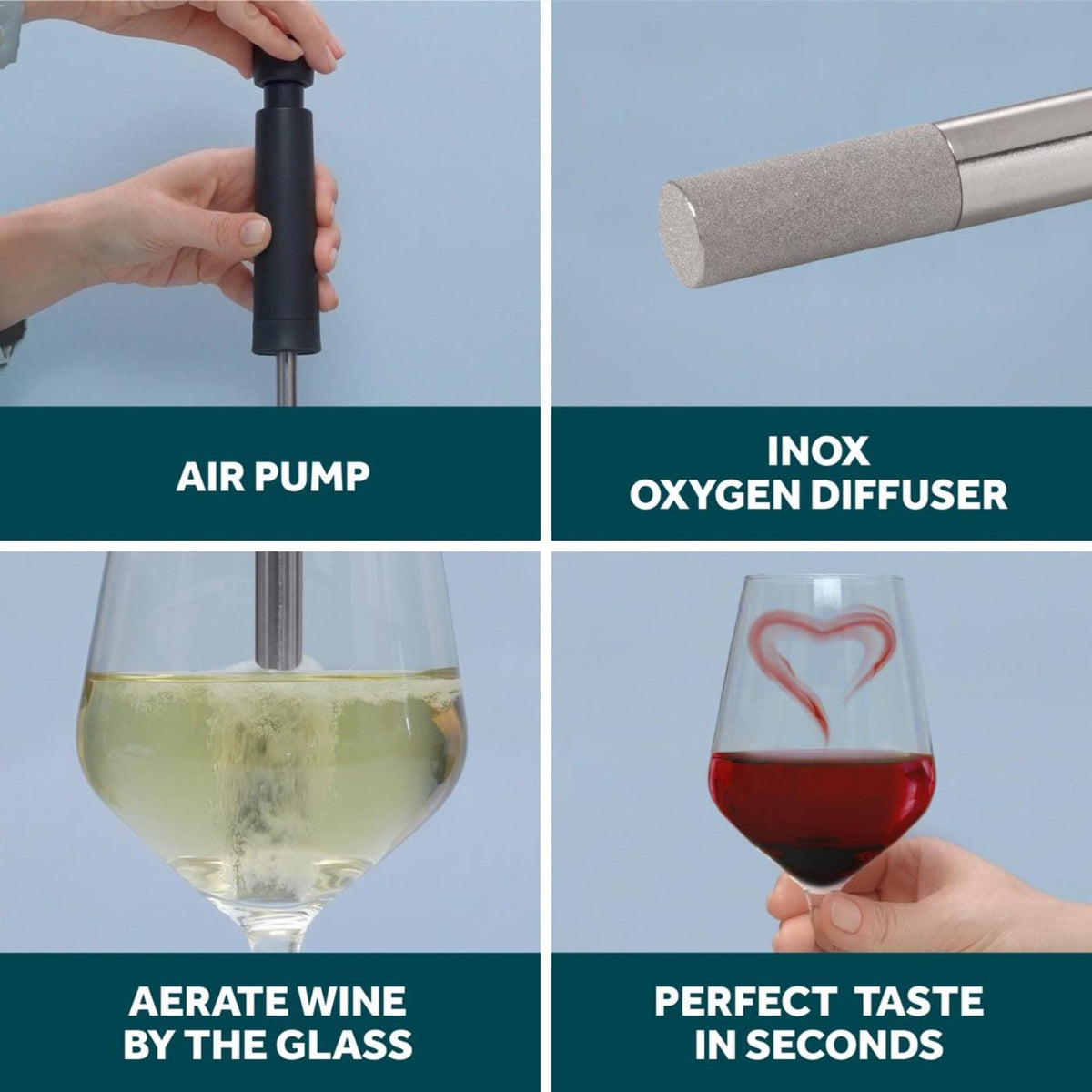Juego de aireador de vino Airtender con bomba.