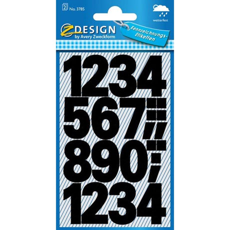 Etiqueta de número canguro z-design home negro, 2 hojas impermeables, paquete de 10 piezas