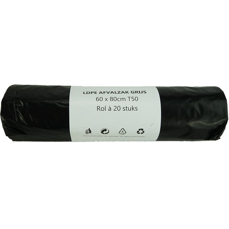 Bolsa de basura 60l gris 20 piezas en rollo