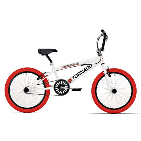 Bicicleta Royal BMX - Bugatti tornado freestyle 20 pulgadas - blanca con neumáticos rojos