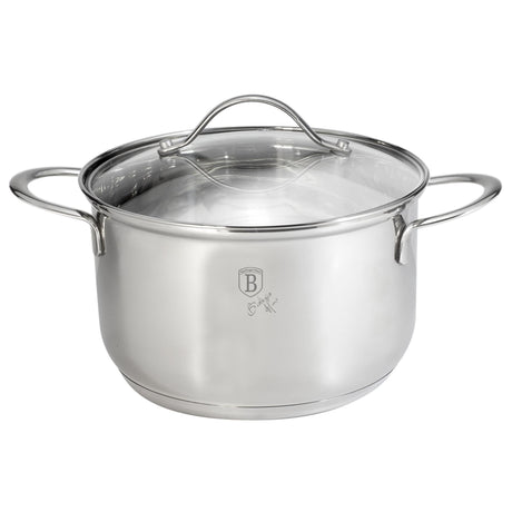 Berlingerhaus Silver Jewellery sartén de acero inoxidable ø18 cm con tapa de cristal también inducción 2,6l 18x11cm