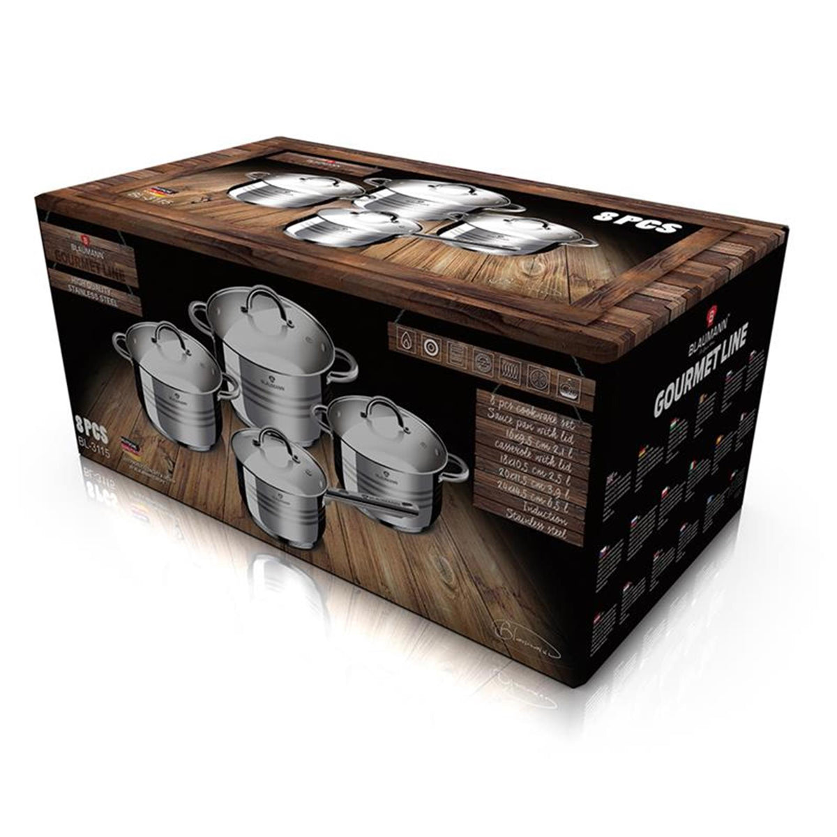 Juego de sartenes Berlingerhaus 8 piezas línea gourmet inducción