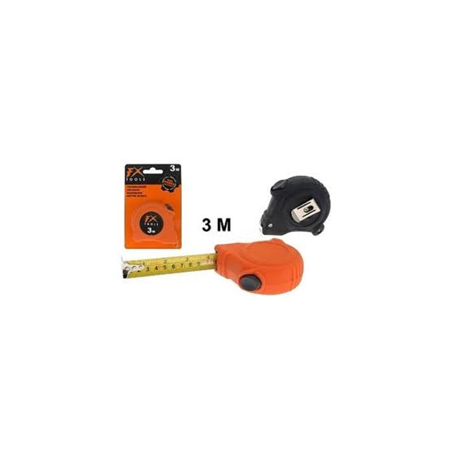 Cinta métrica Fx tools de 3m con botón de bloqueo. disponible en naranja o negro.