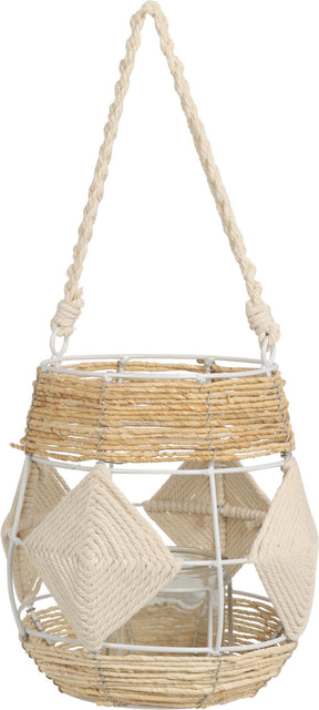 Linterna de estilo hogareño 23x20cm cuerda de hierro y vidrio