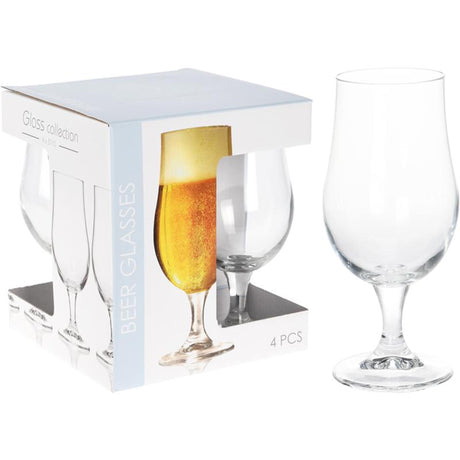 Excelente vaso de cerveza para el hogar a pie, 370 ml, juego de 4 piezas