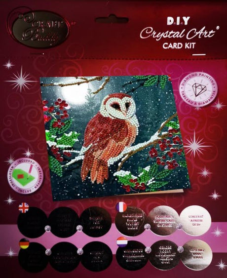 Cuadro de diamantes Jonotoys - Tarjeta de Navidad con lechuza a la luz de la luna