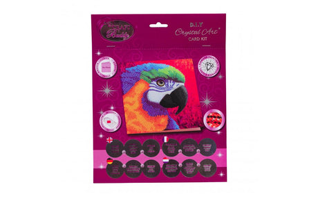 Cuadro de diamantes Van der Doelen - tarjeta con loro - 18x18 cm
