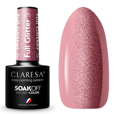 Claresa Esmalte en gel UV LED 5ml Full Glitter 5 Warm Pink