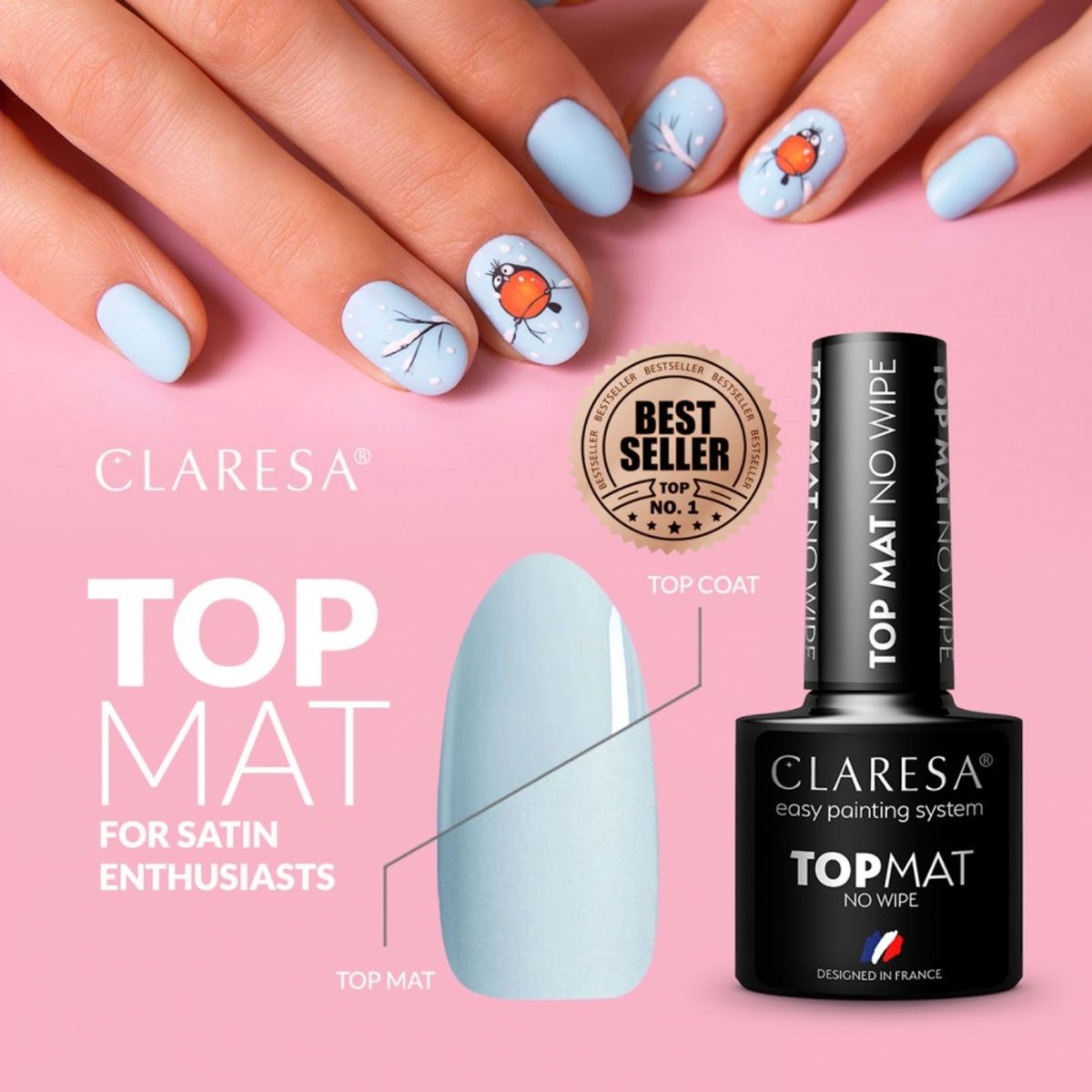 Claresa top coat mate sin toallita 5ml