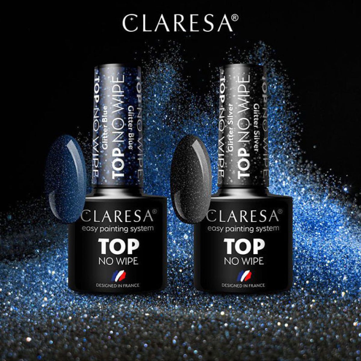 Claresa top coat sin toallita brillo azul 5ml