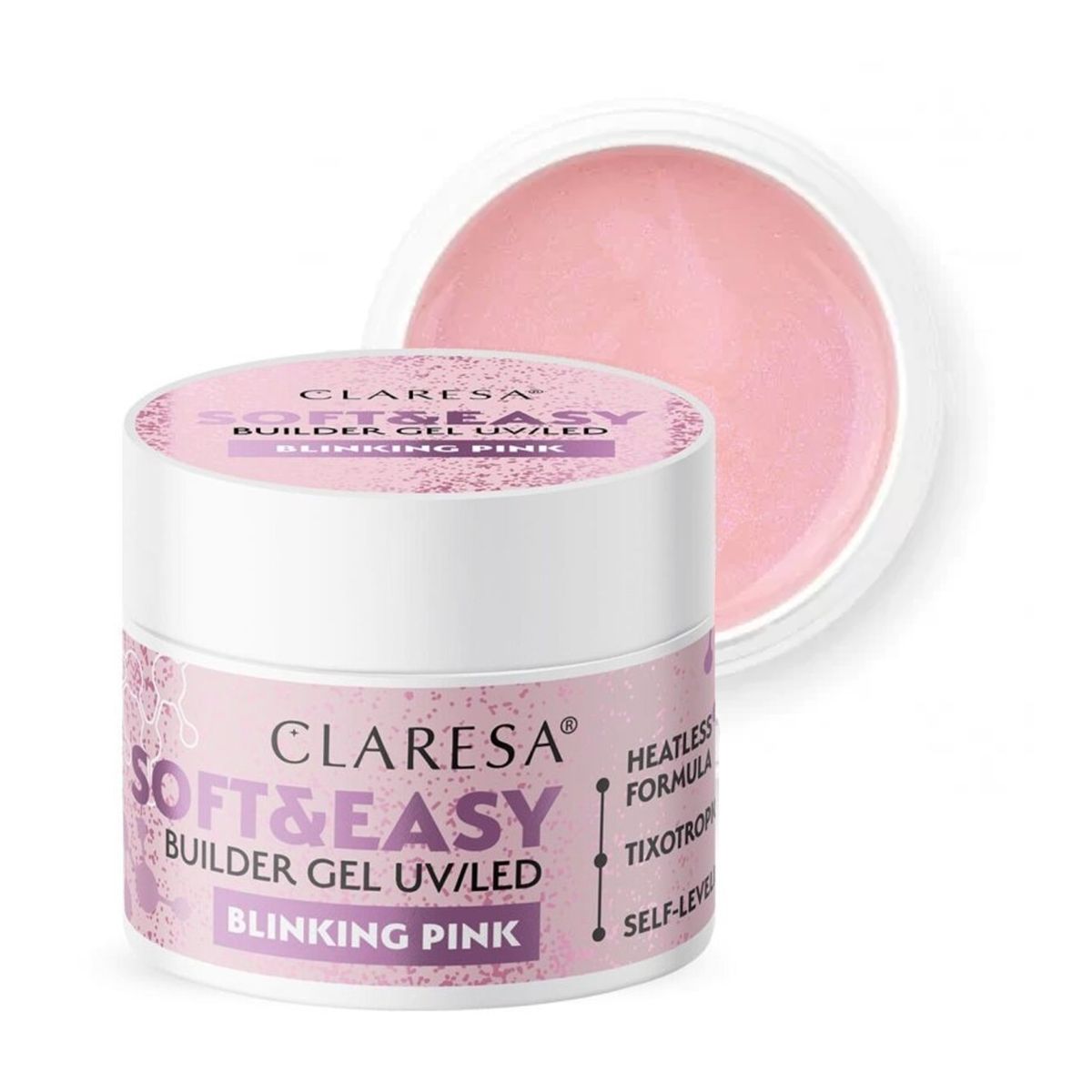 Claresa queratina gel constructor suave y fácil parpadeante rosa 90gr.
