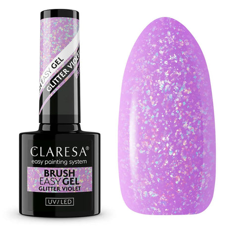 Claresa pincel facil gel purpurina violeta 5ml