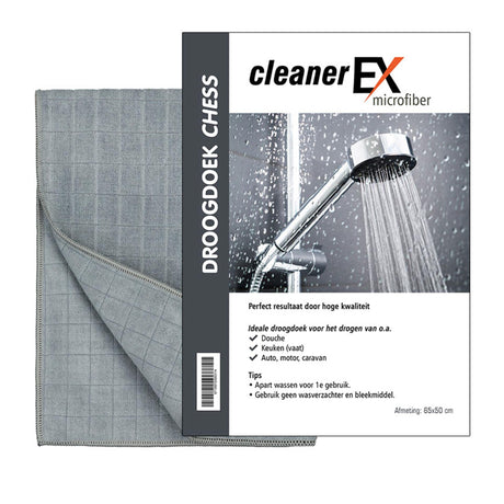 Cleanerex paño de secado de microfibra ajedrez 65x50cm gris