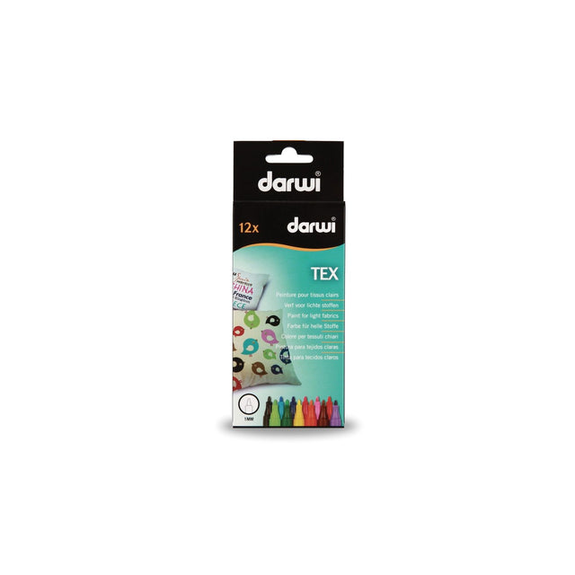 Rotulador textil darwi • tex sin marca punta 1mm 12uds