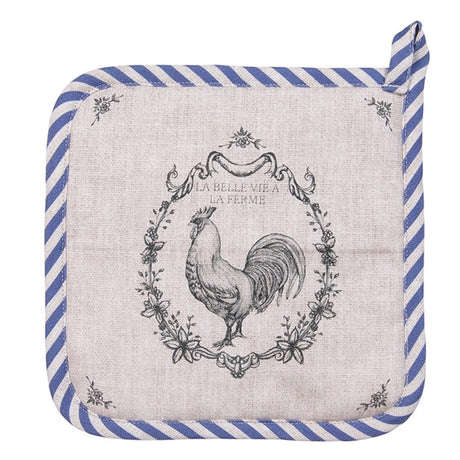 Clayre eef agarradera gallo beige azul 20x20cm
